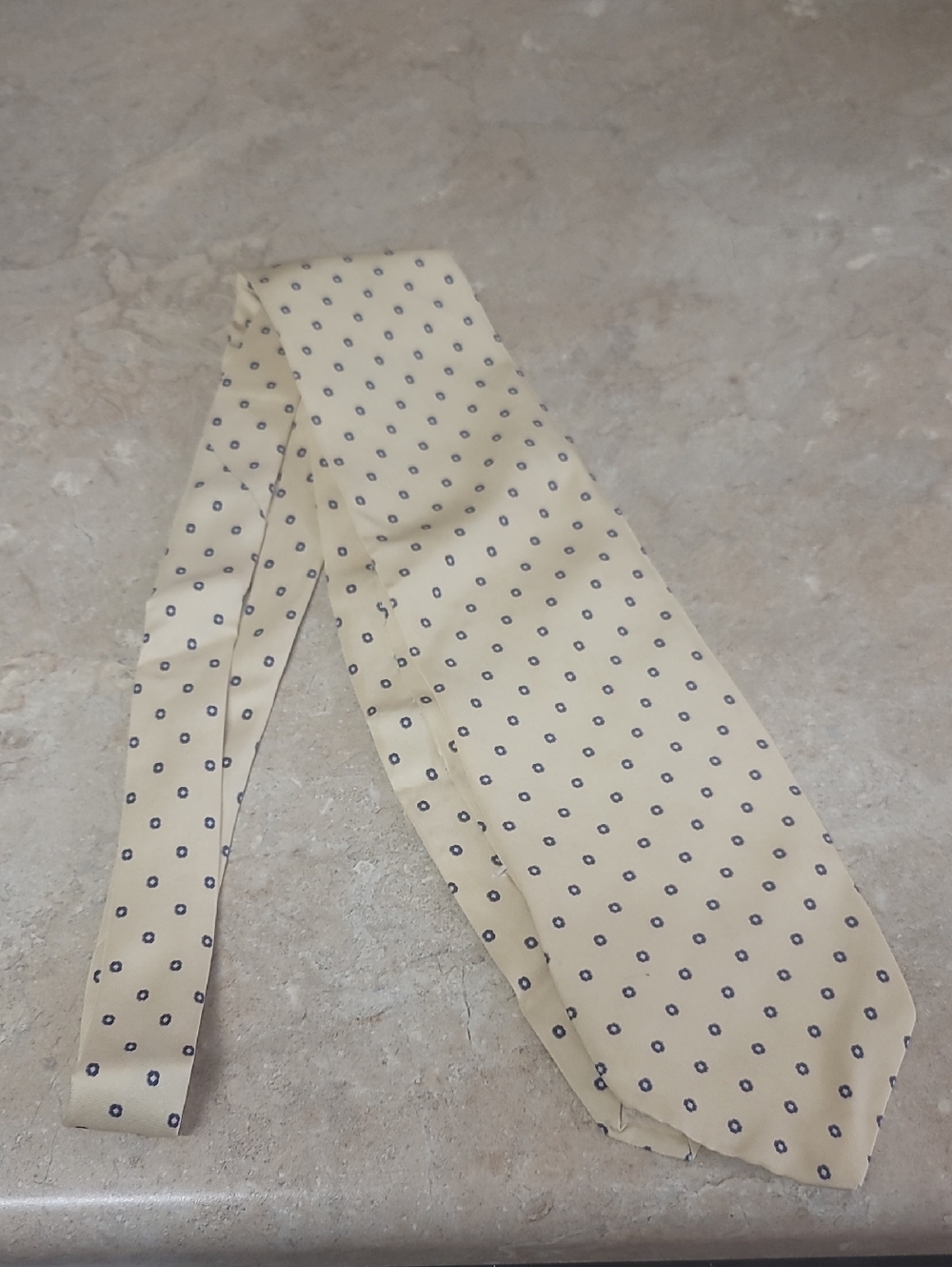 Izod Cream Tie with Navy Dot Pattern